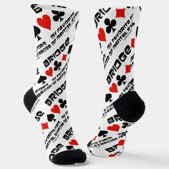 Bridge My Favourite Form Of Mental Exercise 4 Suit Socks (Angled)