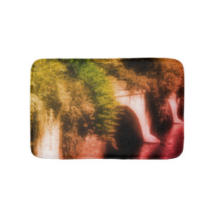 Bridge Of Flowers Partial Colour Vintage Distresse Bath Mat