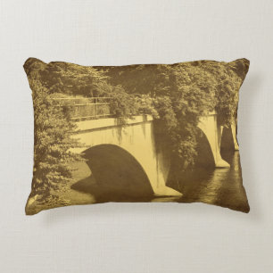 Bridge Of Flowers Vintage Look Accent Pillow