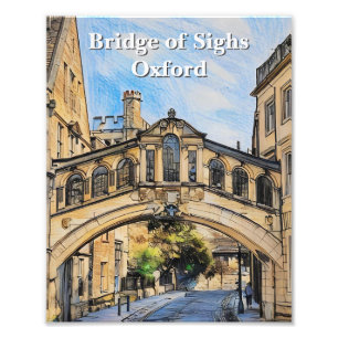 Bridge of Sighs in Oxford Pencil Sketch Photo Print