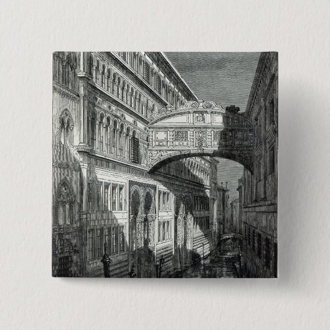 Bridge of Sighs, Venice 2 Inch Square Button (Front)