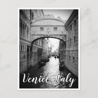 Bridge of Sighs, Venice Italy Black & White Photo Postcard