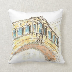 Bridge of Sighs watercolour drawing Throw Pillow