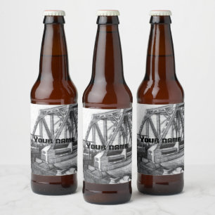Bridge old pencilart Monochrome Black & White Beer Bottle Label