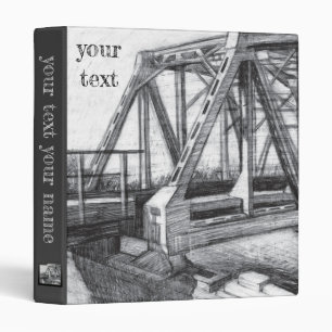 Bridge old pencilart Monochrome Black & White Binder