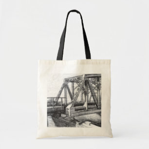 Bridge old pencilart  Monochrome Black & White Tote Bag
