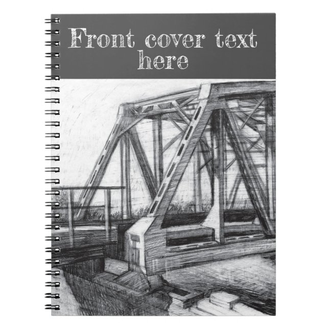 Bridge old pencilart  Monochrome Notebook (Front)