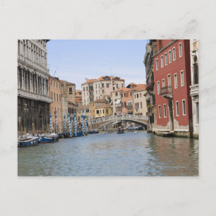 Bridge over a canal, Grand Canal, Venice, Italy Postcard