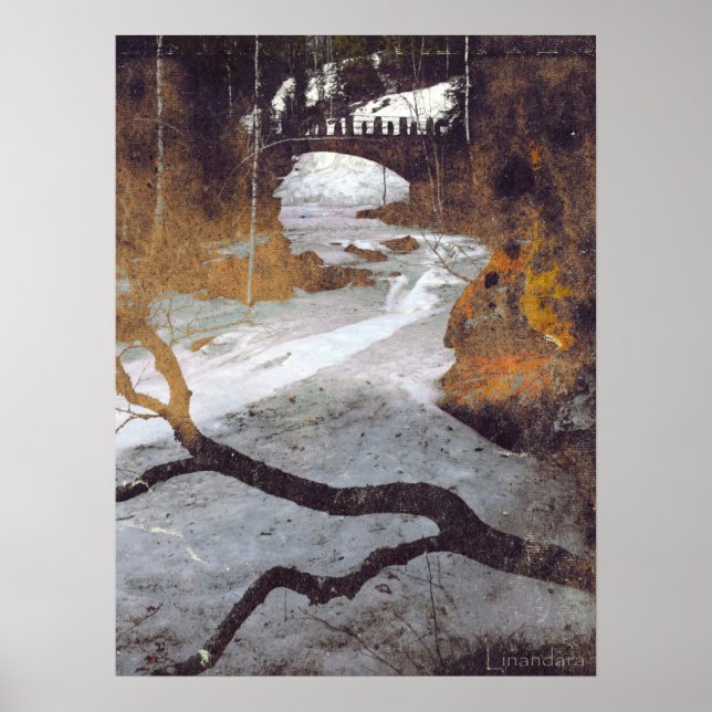 Bridge Over a Frozen Stream by Alexandra Cook Poster (Front)