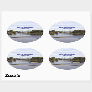 Bridge Over Mississippi River Davenport, Iowa Oval Sticker
