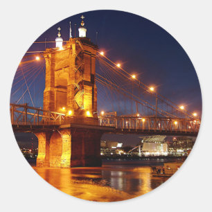 Bridge over Ohio River in Cincinnati Ohio Classic Round Sticker