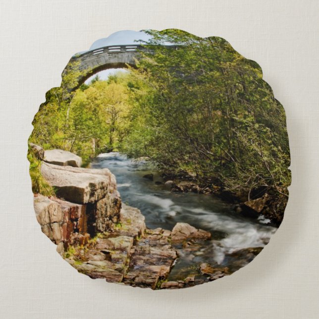 Bridge Over River Round Pillow (Front)
