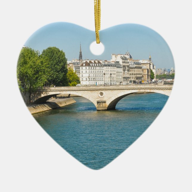 Bridge over the river Seine in Paris, France Ceramic Ornament (Front)