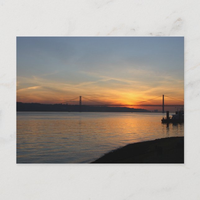 Bridge over the River Tagus at Sunset Postcard (Front)