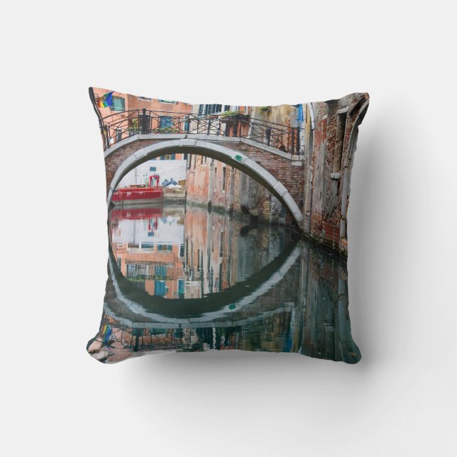 Bridge over Venice Canal Throw Pillow (Front)