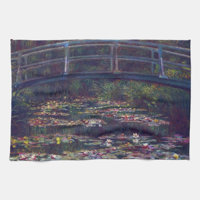 Bridge Over Waterlily Pond by Claude Monet Kitchen Towel (Horizontal)