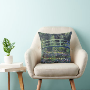 Bridge Over Waterlily Pond by Claude Monet Throw Pillow