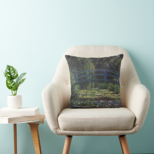 Bridge Over Waterlily Pond by Claude Monet Throw Pillow