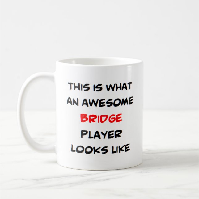 bridge player, awesome coffee mug (Left)