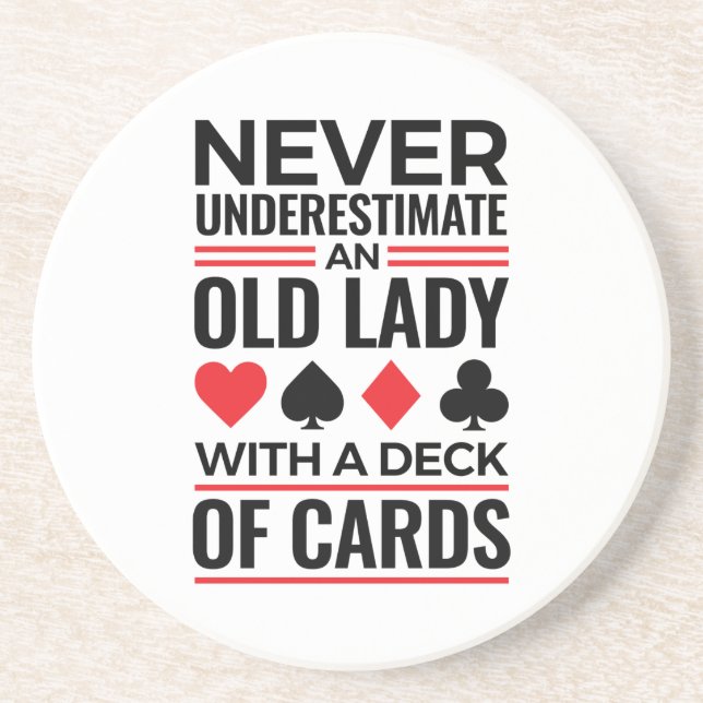 Bridge Player Never Underestimate Old Lady Cards Coaster (Front)