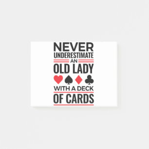 Bridge Player Never Underestimate Old Lady Cards Post-it Notes