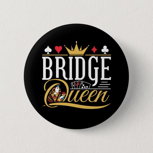 Bridge Queen Card Game Women 2 Inch Round Button (Front)