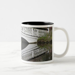 Bridge reflecting on pond, Magnolia Two-Tone Coffee Mug