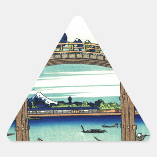 Bridge River Japan Shinto Boats Travel Landmark Triangle Sticker