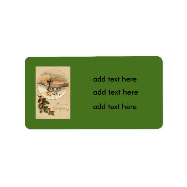 Bridge Snow Wintry Scene Holly Label (Front)