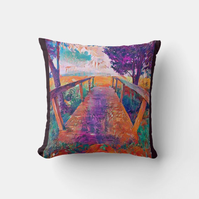 Bridge to peace a vibrant throw pillow (Front)