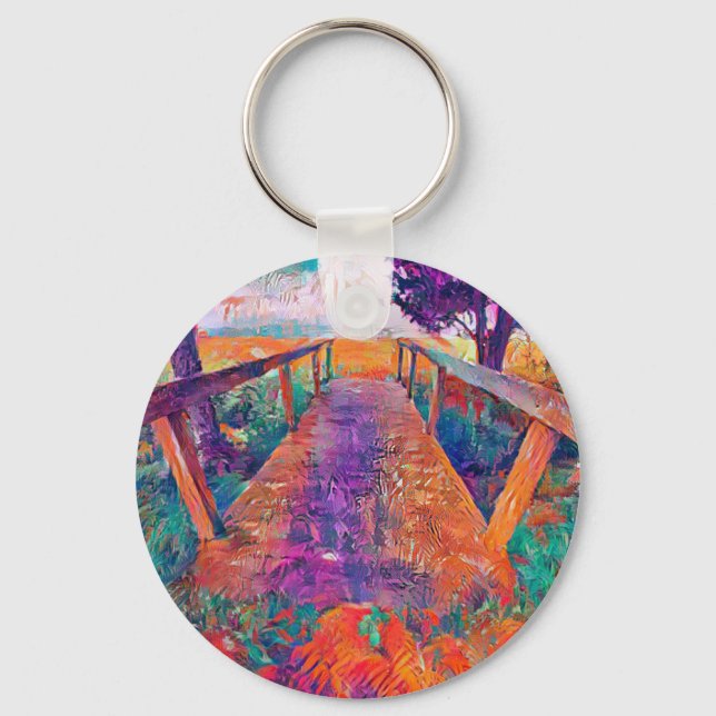 Bridge to peace an A.I. developed painting  Keychain (Front)