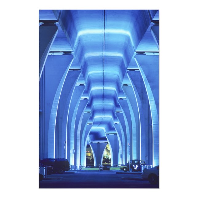 Bridge, underneath lighting, Port of Miami, Photo Print (Front)