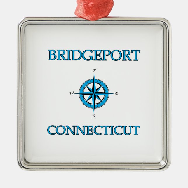 Bridgeport Connecticut Nautical Compass Rose Metal Ornament (Front)