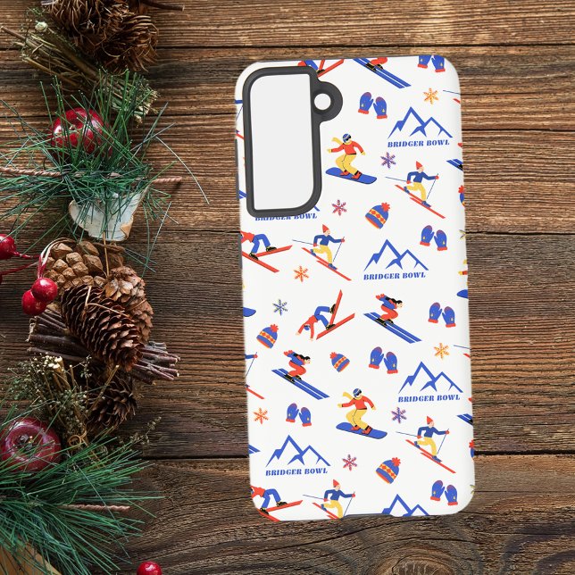 Bridger Bowl Canyon Montana Ski Snowboard Pattern Samsung Galaxy S21 Case (Bridger Bowl Montana ski snowboard cross-country skiing winter snow vacation samsung phone case)