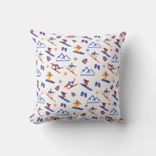 Bridger Bowl Canyon Montana Ski Snowboard Pattern Throw Pillow