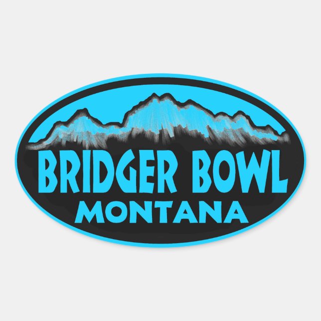 Bridger Bowl Montana blue oval stickers (Front)