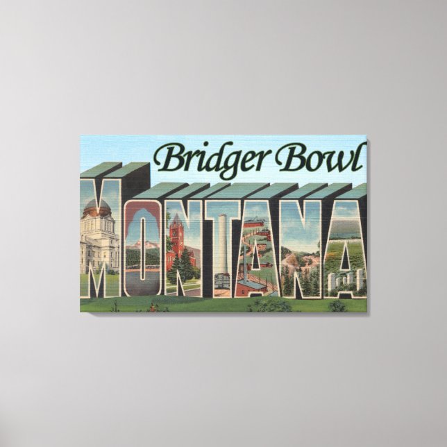 Bridger Bowl, Montana - Large Letter Scenes Canvas Print (Front)