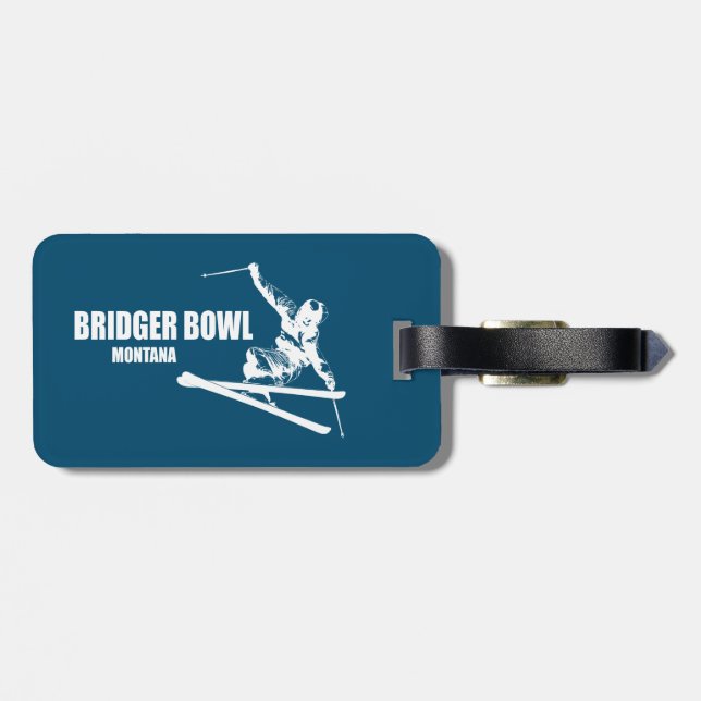 Bridger Bowl Montana Skier Luggage Tag (Back Horizontal)
