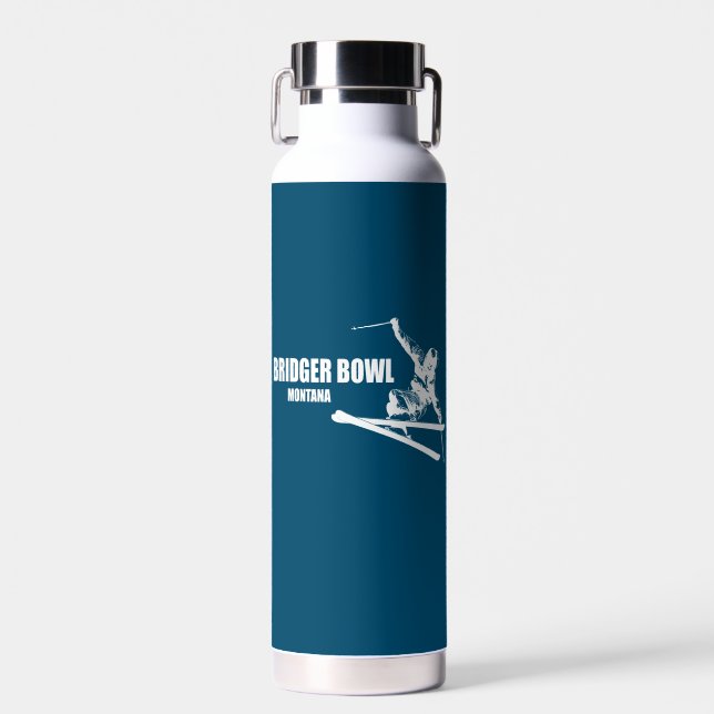 Bridger Bowl Montana Skier Water Bottle (Front)