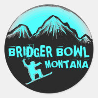 Bridger Bowl Montana turquoise stickers snowboard