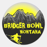 Bridger Bowl Montana yellow ski stickers