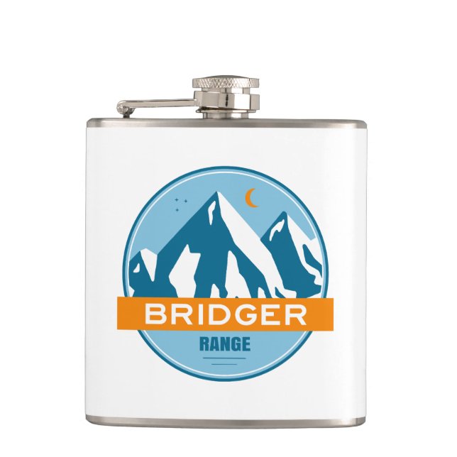 Bridger Range Montana Stars Moon Hip Flask (Front)