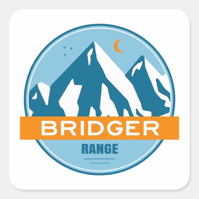Bridger Range Montana Stars Moon Square Sticker (Front)