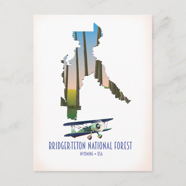 Bridger-teton national forest, wyoming map postcard (Front)