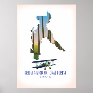 Bridger-teton national forest, wyoming map poster