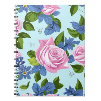 Bridgerton Inspired Blue lilies pink roses Floral Notebook