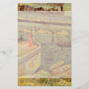 Bridges Across Seine, Asnieres by Vincent van Gogh Stationery