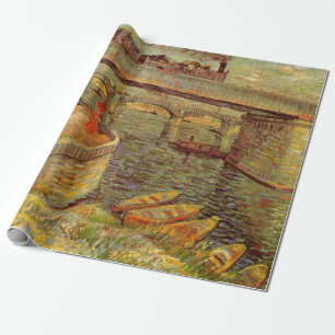 Bridges Across Seine, Asnieres by Vincent van Gogh Wrapping Paper