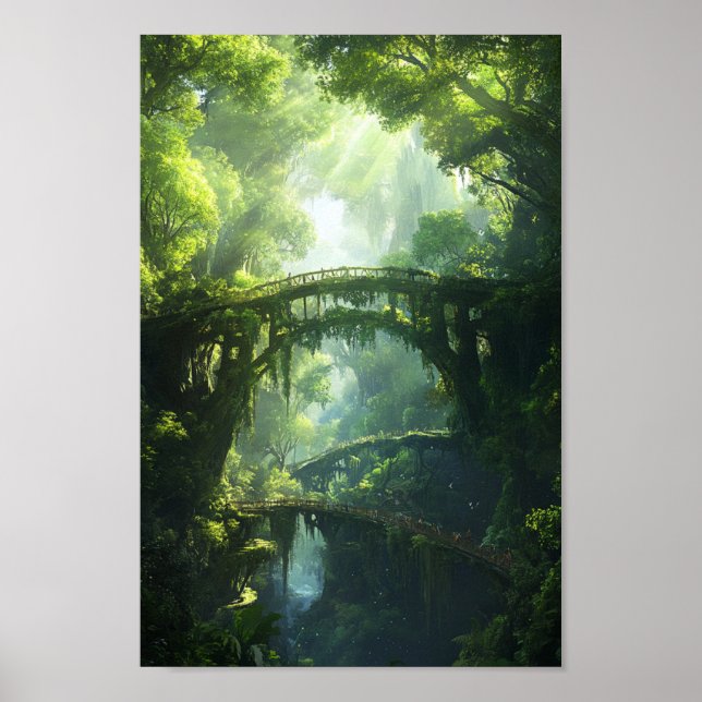 Bridges of the Emerald Canopy – Lush Forest Fantas Poster (Front)