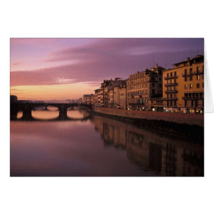Bridges over the Arno River at sunset,